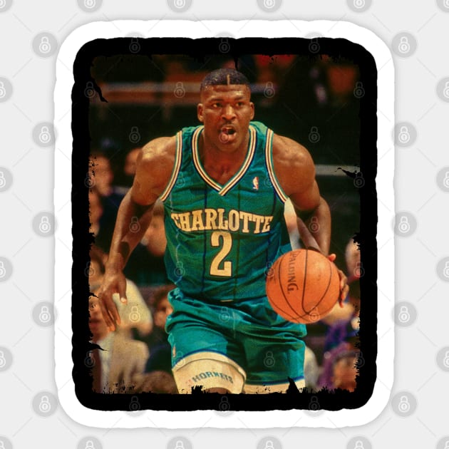 Larry Johnson - Vintage Design Of Basketball Sticker by JULIAN AKBAR PROJECT